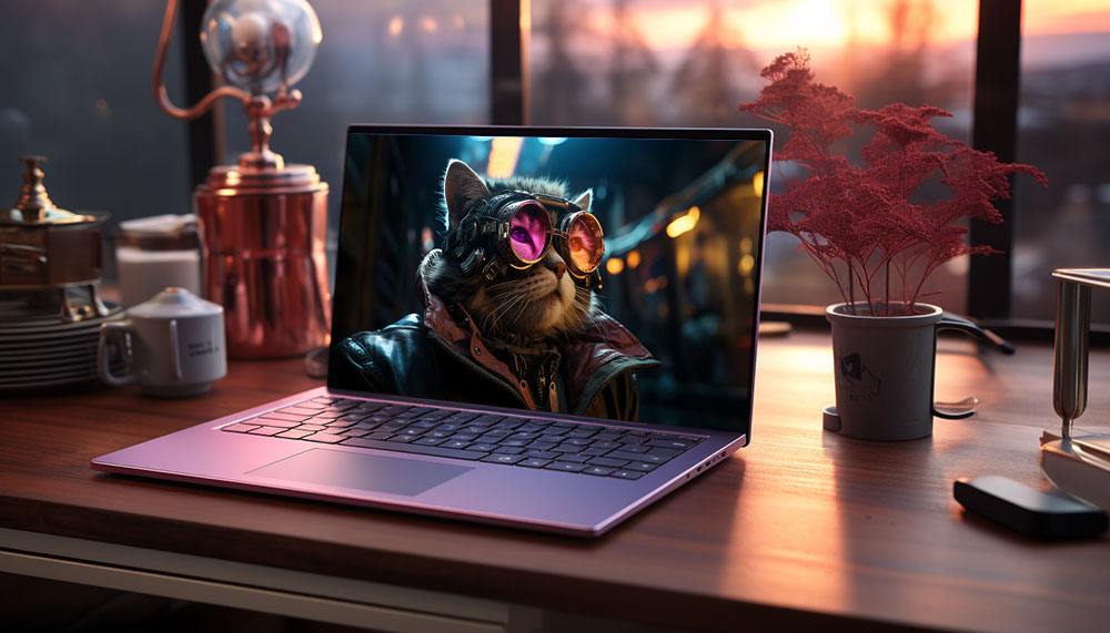 Fond d'écran Cyberpunk Chat Ultra HD 4K pour ordinateur de bureau, ordinateur portable, iPhone et téléphone à télécharger gratuitement