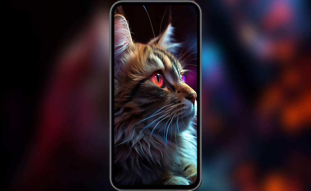 Chat dans une lumière colorée fond d'écran ultra HD 4K pour ordinateur de bureau, ordinateur portable, iPhone et téléphone téléchargement gratuit