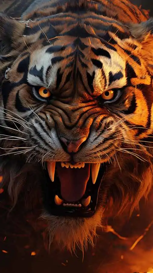 Raw fury of a tiger HD wallpaper 4K free download for iPhones and Phones