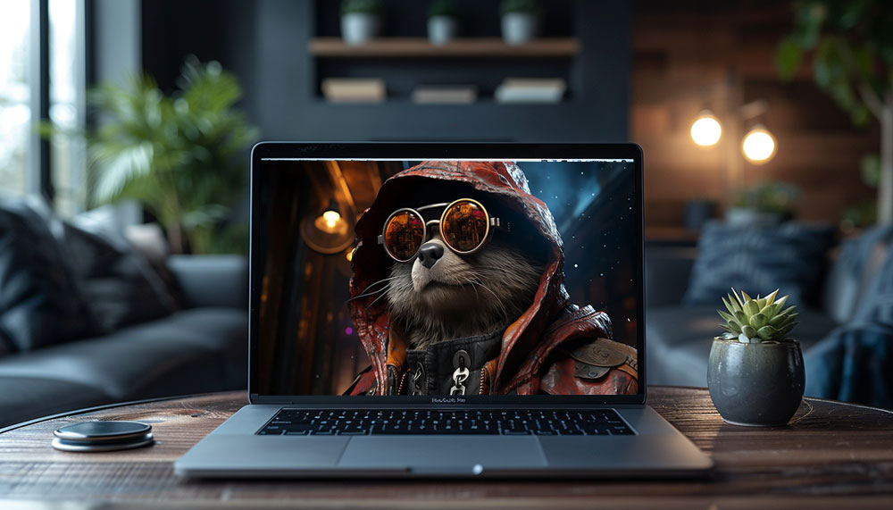 fond d'écran cyberpunk raton laveur ultra HD 4K pour ordinateur et téléphone à télécharger gratuitement