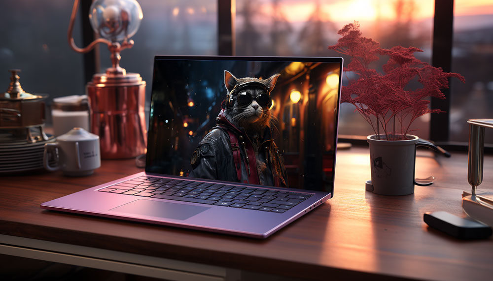 Fond d'écran Cyberpunk chat Ultra HD 4K pour ordinateur de bureau et téléphone à télécharger gratuitement