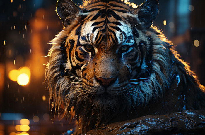 Tigre sous la pluie fond d'écran ultra HD 4K pour ordinateur de bureau et téléphone téléchargement gratuit