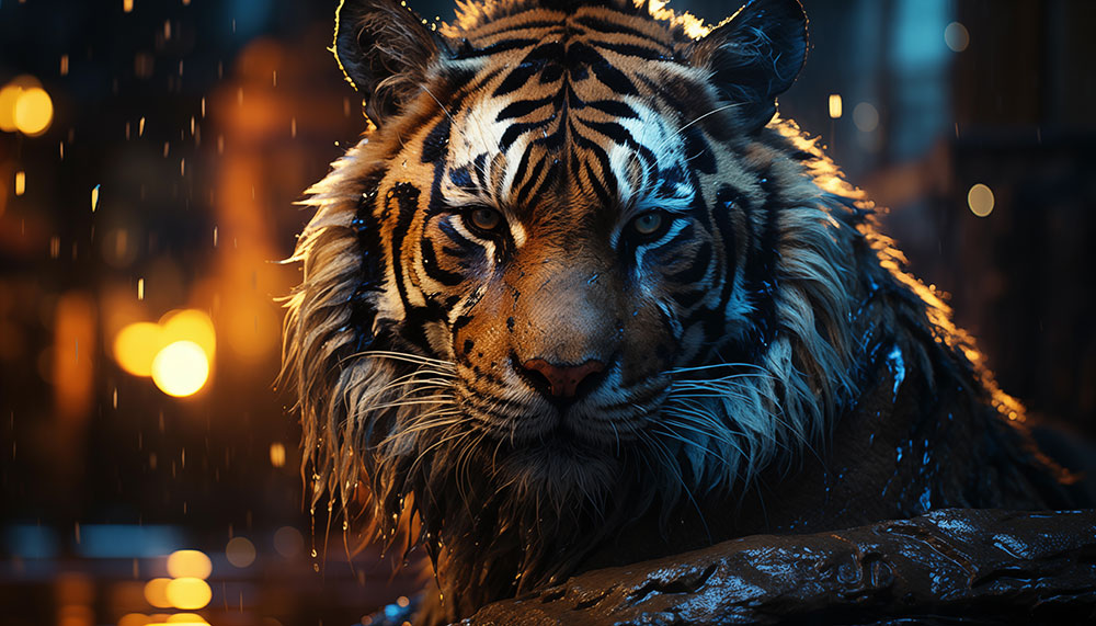 Tigre sous la pluie fond d'écran ultra HD 4K pour ordinateur de bureau et téléphone téléchargement gratuit