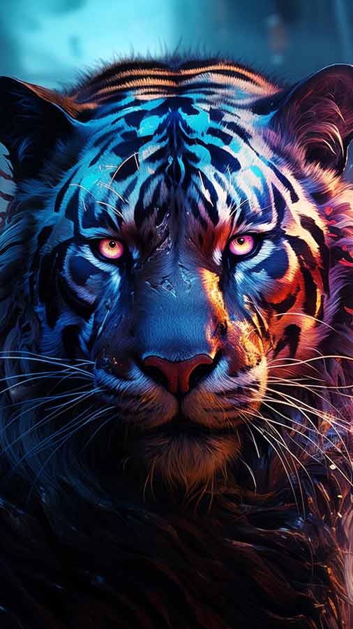 Téléchargement gratuit du fond d'écran Cyberpunk Tiger HD 4K pour iPhone et téléphones