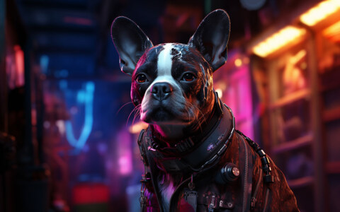 Fond d'écran ultra HD 4K de chien Cyberpunk pour ordinateur de bureau, ordinateur portable, iPhone et téléphone à télécharger gratuitement