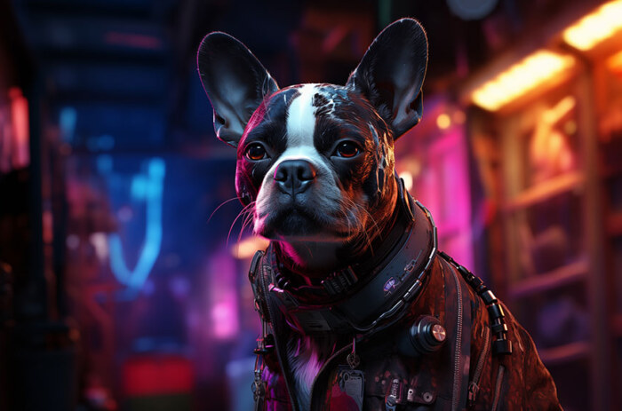 Fond d'écran ultra HD 4K de chien Cyberpunk pour ordinateur de bureau, ordinateur portable, iPhone et téléphone à télécharger gratuitement