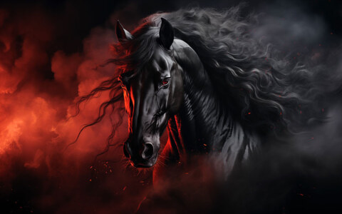 Fond d'écran ultra HD 4K de cheval noir pour ordinateur de bureau, ordinateur portable, iPhone et téléphone à télécharger gratuitement