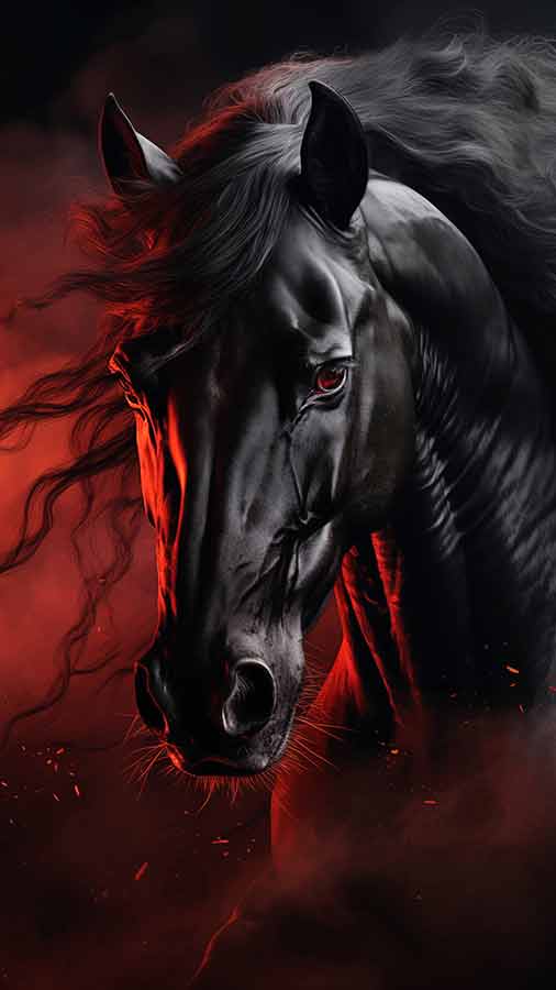 Fond d'écran HD Black Horse 4K à télécharger gratuitement pour iPhone et téléphone mobile