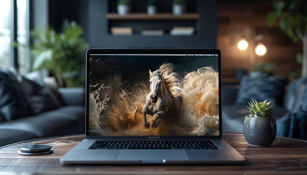 cheval blanc courant dans l'eau fond d'écran ultra HD 4K pour ordinateur de bureau, ordinateur portable, iPhone et téléphone téléchargement gratuit