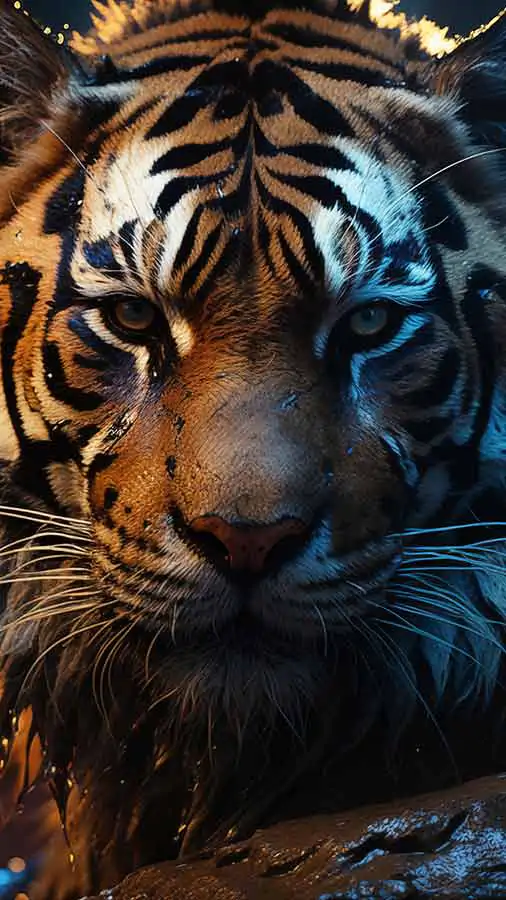 Tiger in the rain HD wallpaper 4K free download for iphone and mobile Phone