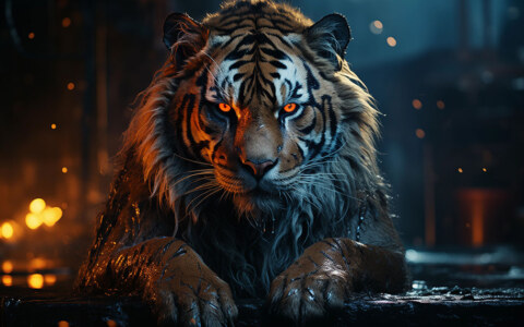 Tigre la nuit fond d'écran ultra HD 4K pour ordinateur de bureau, ordinateur portable, iPhone et téléphone téléchargement gratuit