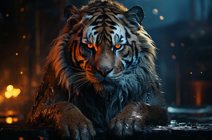 Tigre la nuit fond d'écran ultra HD 4K pour ordinateur de bureau, ordinateur portable, iPhone et téléphone téléchargement gratuit