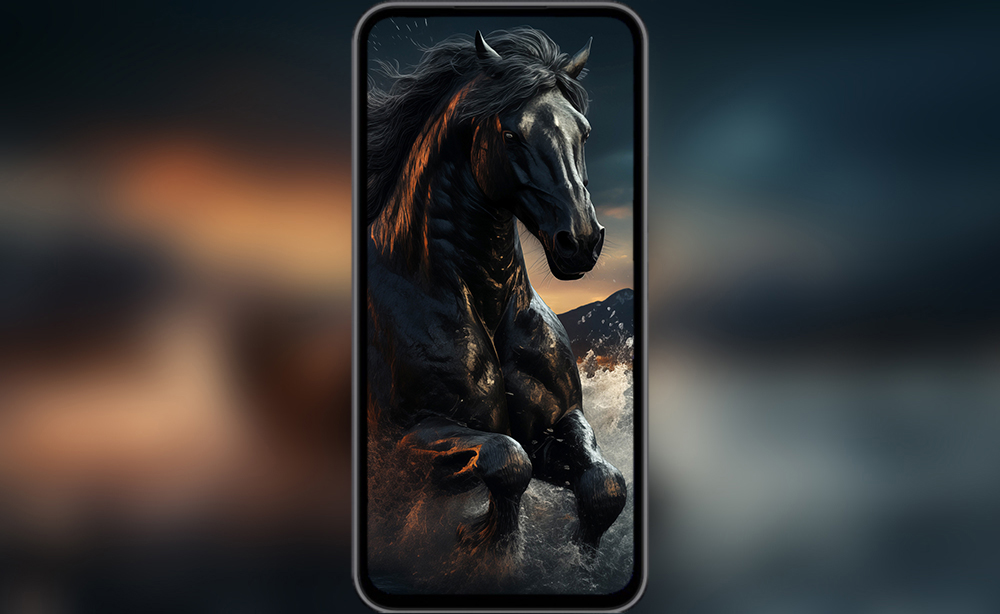 Cheval noir courant dans l'eau fond d'écran ultra HD 4K pour Desktop laptop iphone and Phone free download