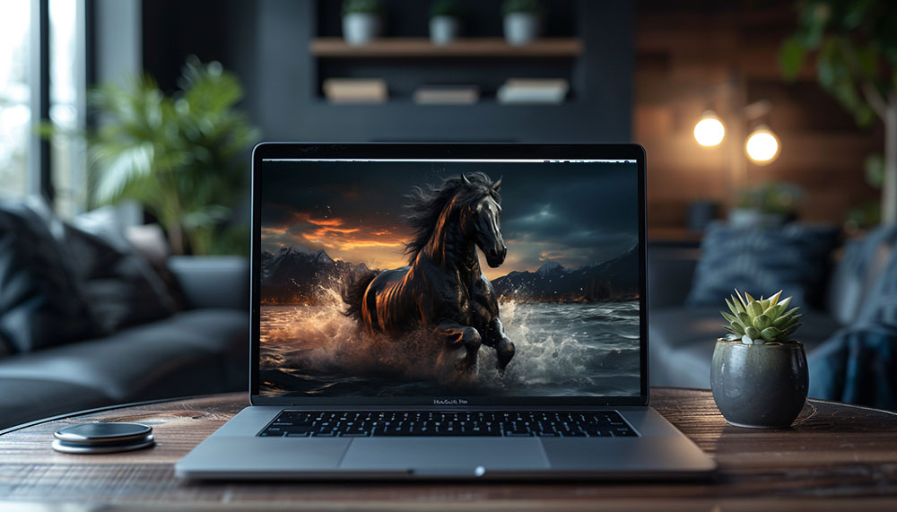 Cheval noir courant dans l'eau fond d'écran ultra HD 4K pour Desktop laptop iphone and Phone free download