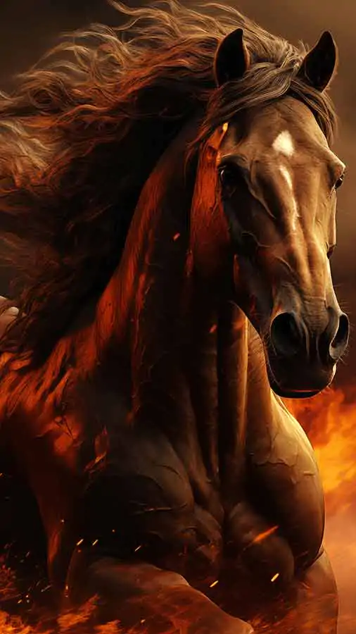 Cheval courant dans le feu HD fond d'écran 4K téléchargement gratuit pour iPhone et téléphone mobile