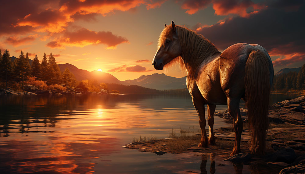 Cheval au coucher du soleil fond d'écran ultra HD 4K pour ordinateur de bureau, ordinateur portable, iPhone et téléphone téléchargement gratuit