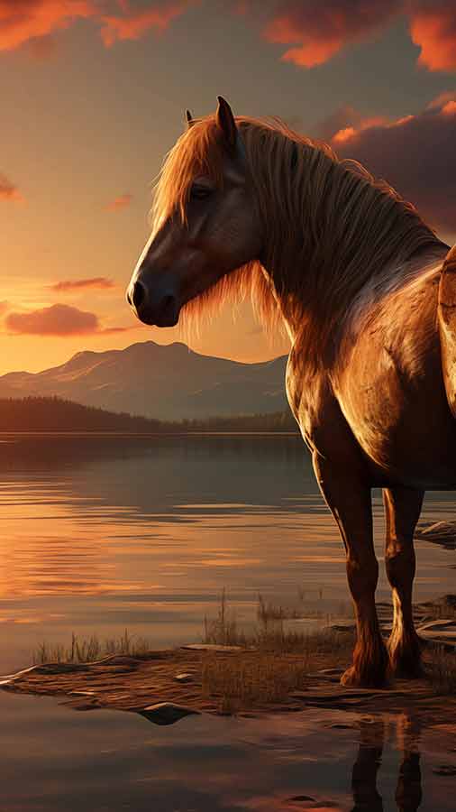 Cheval au coucher du soleil HD fond d'écran 4K téléchargement gratuit pour iPhone et téléphone mobile