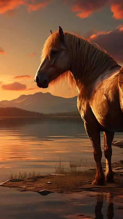 Horse at sunset HD wallpaper 4K free download for iphone and mobile Phone