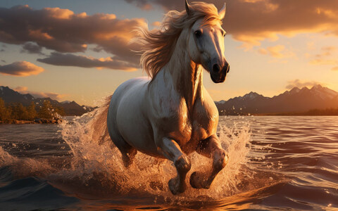Cheval blanc en cours d'exécution fond d'écran ultra HD 4K pour ordinateur de bureau, ordinateur portable, iPhone et téléphone téléchargement gratuit