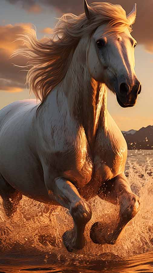 Cheval blanc courant fond d'écran HD 4K téléchargement gratuit pour iPhone et téléphones