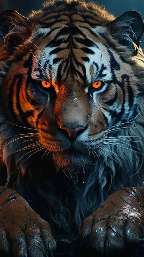 Tiger at night HD wallpaper 4K free download for iphone and mobile Phone