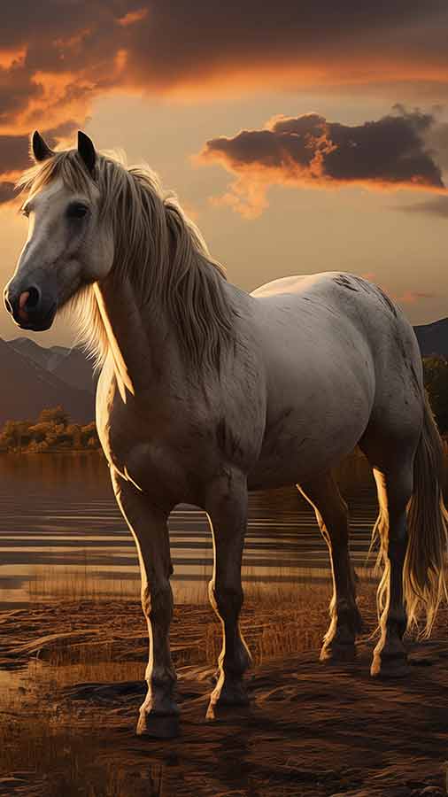 Fond d'écran HD 4K du lac White Horse et du coucher de soleil à télécharger gratuitement pour iPhone et téléphone