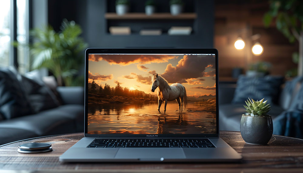 beau cheval blanc au coucher du soleil fond d'écran ultra HD 4K pour ordinateur de bureau et téléphone téléchargement gratuit