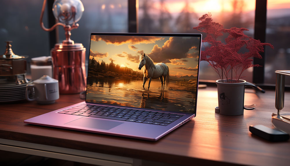 beau cheval blanc au coucher du soleil fond d'écran ultra HD 4K pour ordinateur de bureau et téléphone téléchargement gratuit