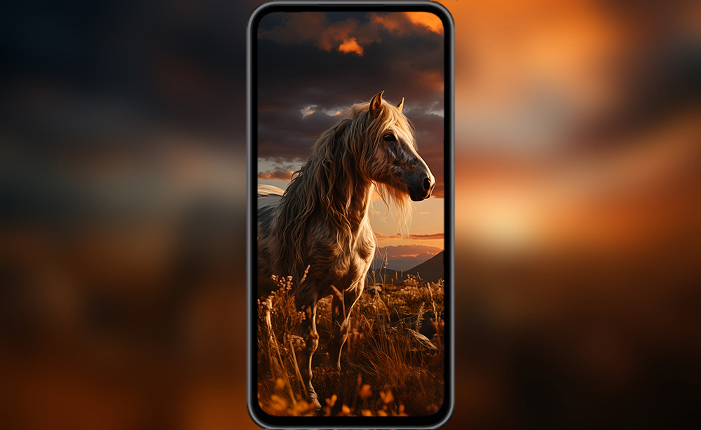 Beau cheval au coucher du soleil fond d'écran ultra HD 4K pour ordinateur de bureau, ordinateur portable, iPhone et téléphone téléchargement gratuit