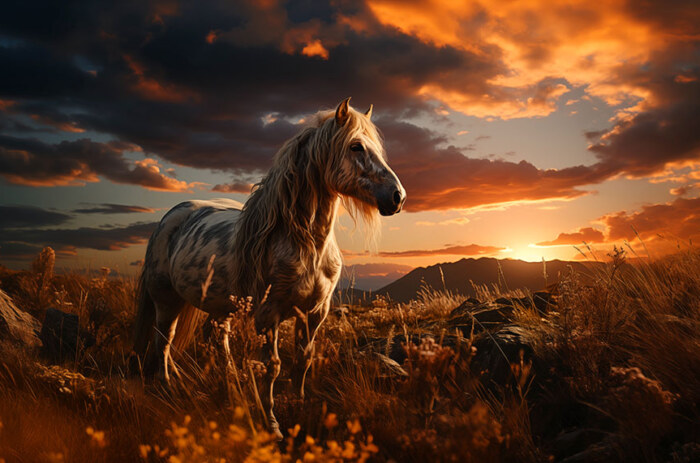 Beau cheval au coucher du soleil fond d'écran ultra HD 4K pour ordinateur de bureau, ordinateur portable, iPhone et téléphone téléchargement gratuit