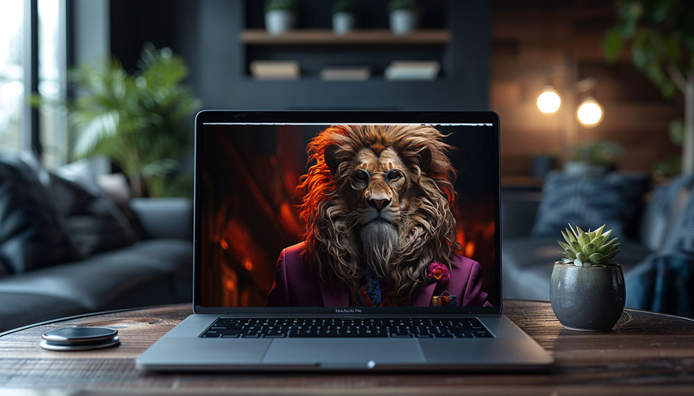 Lion in a suit ultra HD 4K wallpaper background for Desktop laptop iphone and Phone free download