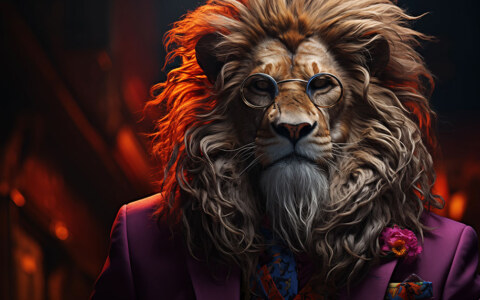 Lion en costume fond d'écran ultra HD 4K pour ordinateur de bureau, ordinateur portable, iPhone et téléphone téléchargement gratuit