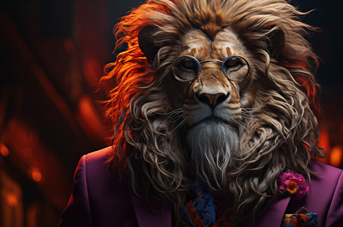 Lion en costume fond d'écran ultra HD 4K pour ordinateur de bureau, ordinateur portable, iPhone et téléphone téléchargement gratuit
