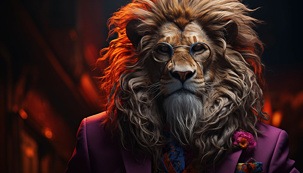 Lion in a suit ultra HD 4K wallpaper background for Desktop laptop iphone and Phone free download