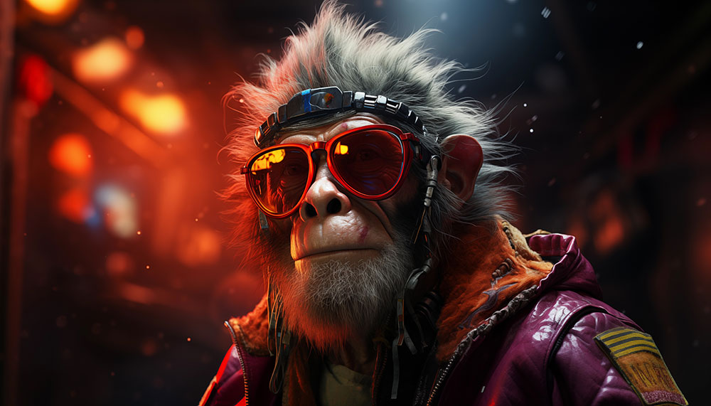 Téléchargement gratuit de fond d'écran ultra HD 4K de singe cyberpunk pour ordinateur de bureau et téléphone