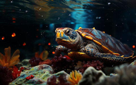 fond d'écran ultra HD 4K de tortue colorée sous-marine pour ordinateur de bureau et téléphone téléchargement gratuit
