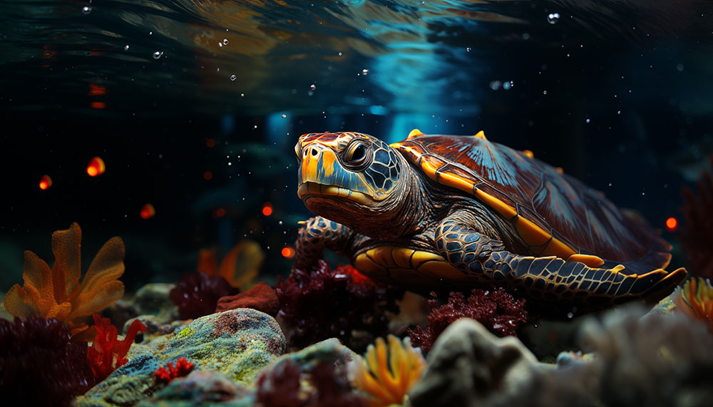 fond d'écran ultra HD 4K de tortue colorée sous-marine pour ordinateur de bureau et téléphone téléchargement gratuit