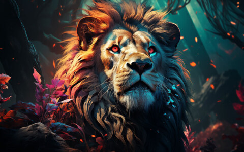 Peinture colorée d'un lion fond d'écran ultra HD 4K pour ordinateur de bureau, ordinateur portable, iPhone et téléphone téléchargement gratuit