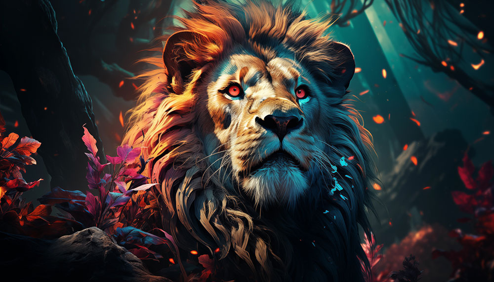 Colorful painting of a lion HD wallpaper 4K free download for Desktop