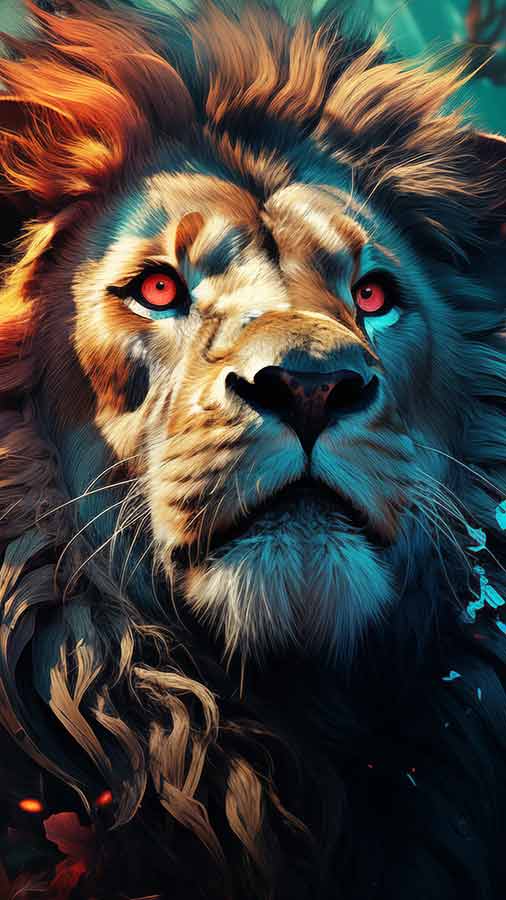 Peinture colorée d'un lion Fond d'écran HD 4K Téléchargement gratuit pour iPhone et téléphone