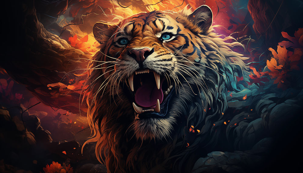 Illustration de tigre coloré fond d'écran ultra HD 4K pour ordinateur de bureau, ordinateur portable, iPhone et téléphone téléchargement gratuit