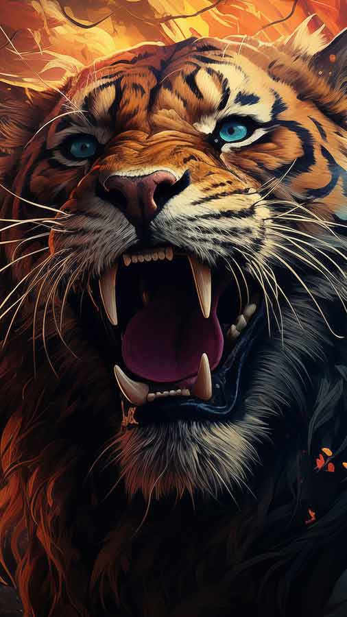 Illustration de tigre coloré Fond d'écran HD 4K Téléchargement gratuit pour téléphones iPhone