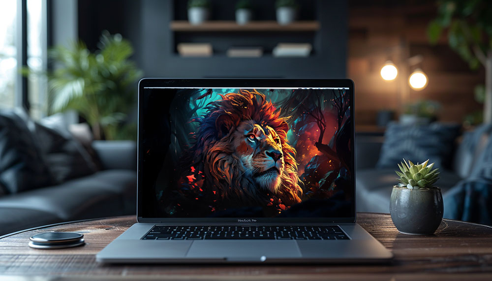 Illustration numérique d'un lion fond d'écran ultra HD 4K pour ordinateur de bureau, ordinateur portable, iPhone et téléphone téléchargement gratuit