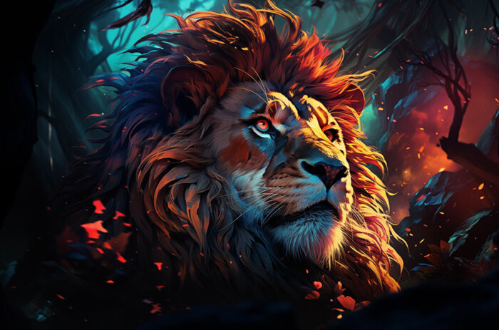 Illustration numérique d'un lion fond d'écran ultra HD 4K pour ordinateur de bureau, ordinateur portable, iPhone et téléphone téléchargement gratuit