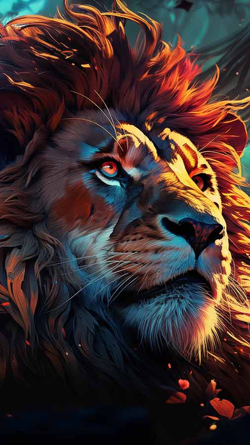 Illustration numérique d'un lion Fond d'écran HD 4K Téléchargement gratuit pour iPhone et téléphones