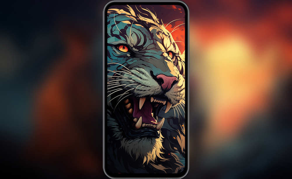 Illustration numérique d'un fond d'écran ultra HD 4K de tigre pour ordinateur de bureau, ordinateur portable, iPhone et téléphone à télécharger gratuitement