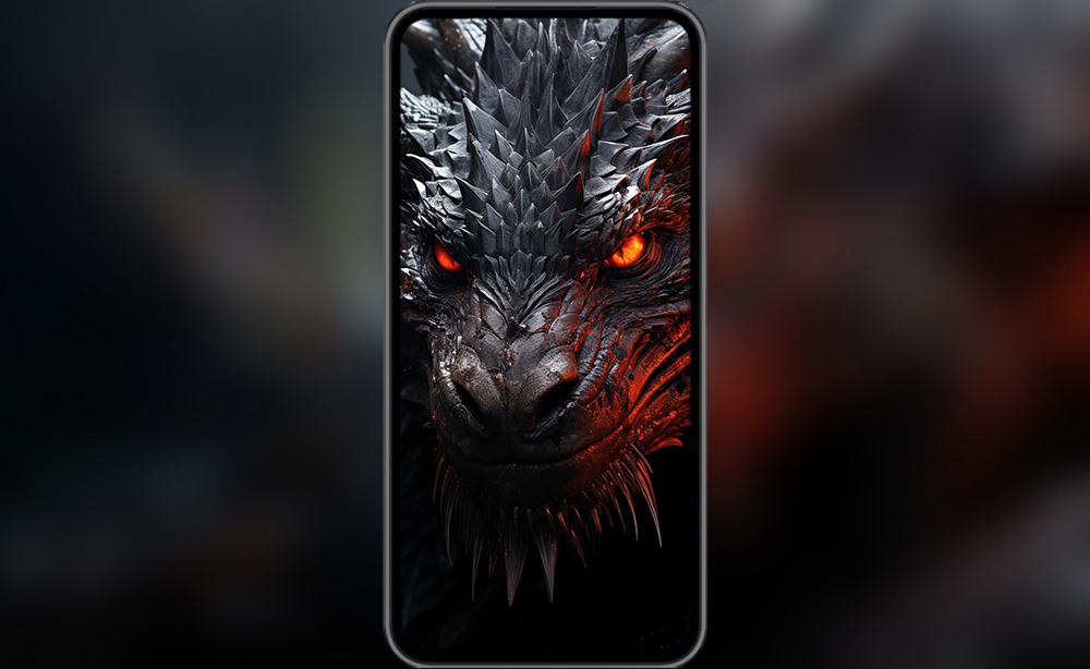 Dragon noir yeux rouges fond d'écran ultra HD 4K pour ordinateur de bureau, ordinateur portable, iPhone et téléphone téléchargement gratuit