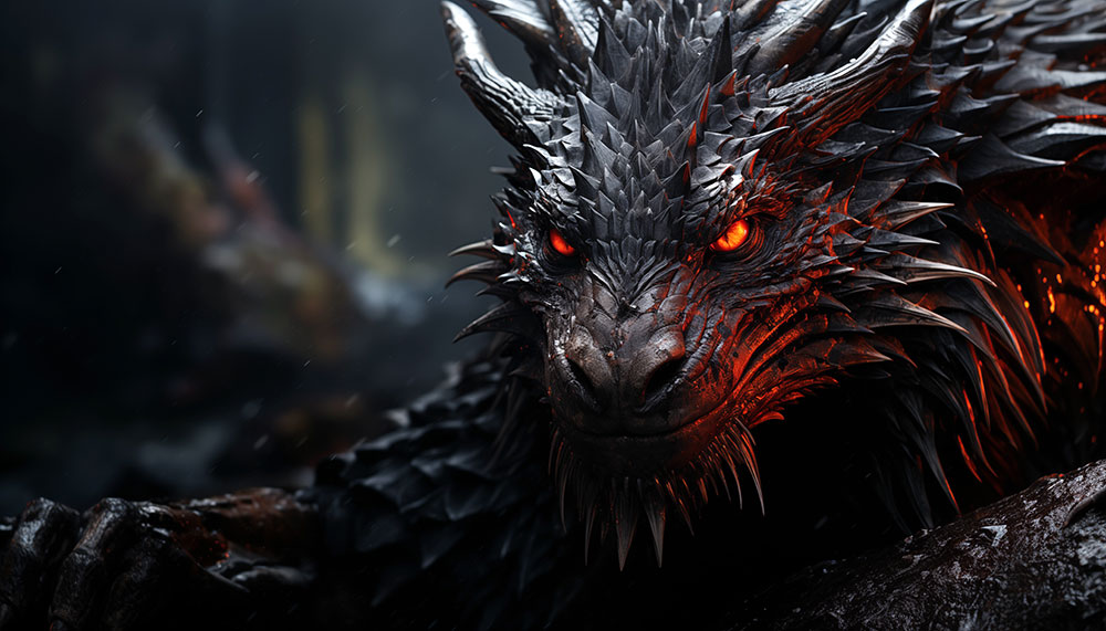 Dragon noir yeux rouges fond d'écran ultra HD 4K pour ordinateur de bureau, ordinateur portable, iPhone et téléphone téléchargement gratuit