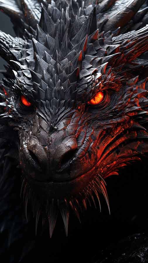 Dragon noir Yeux rouges Fond d'écran HD 4K Téléchargement gratuit pour téléphones et iPhone