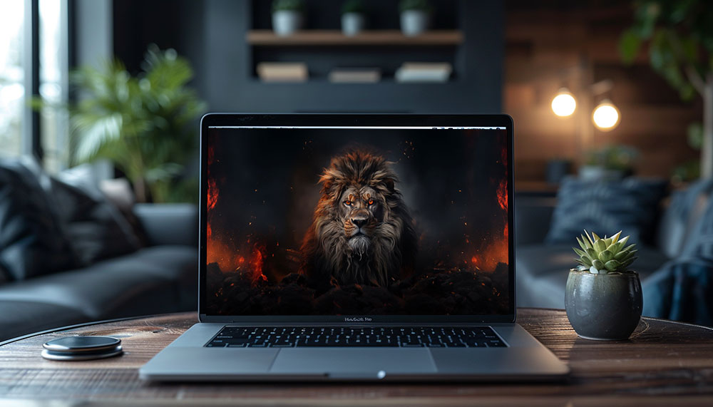 Lion en feu fond d'écran ultra HD 4K pour ordinateur de bureau, ordinateur portable, iPhone et téléphone téléchargement gratuit